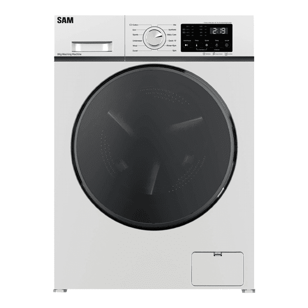ماشین لباسشویی سام مدل UN-Q1435/W سفید 8 کیلویی 1 ماشین لباسشویی سام مدل UN-Q1435/W